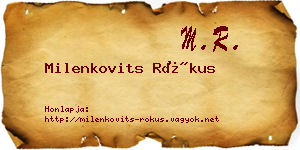 Milenkovits Rókus névjegykártya
